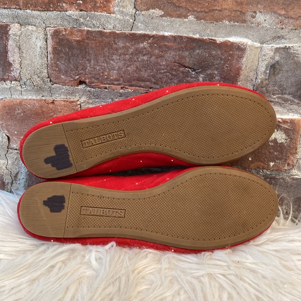 Talbots Penelope Quilted Ballet Flats - Studded Kid Suede - Red, Size 6.5M - Picture 14 of 17